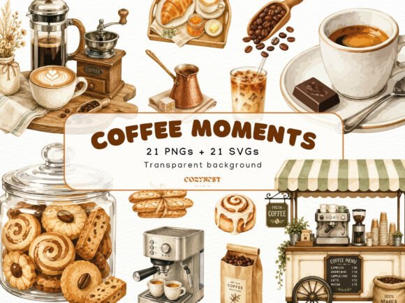 Download Coffee Watercolor Cliparts, Coffee Shop - Watercolor cliparts Collection