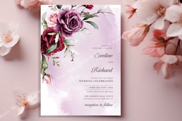 Download Boho Watercolor Red Maroon Roses Invite - Boho Collection