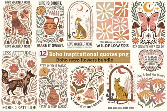 Download Boho Retro Flowers SVG Bundle, Boho Png - Boho Collection