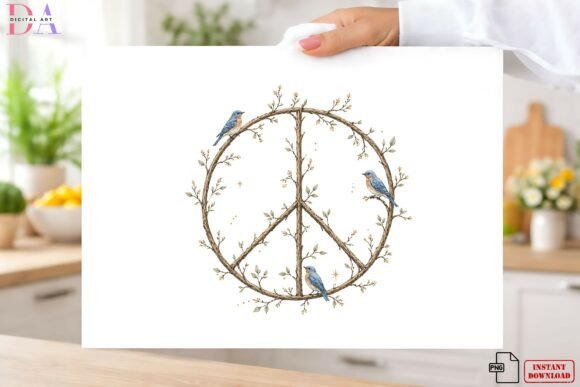 Download Rustic Peace Sign Boho Bluebird Png - Boho Collection