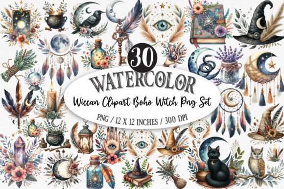 Download Wiccan Clipart Boho Witch Png Set - Boho Collection