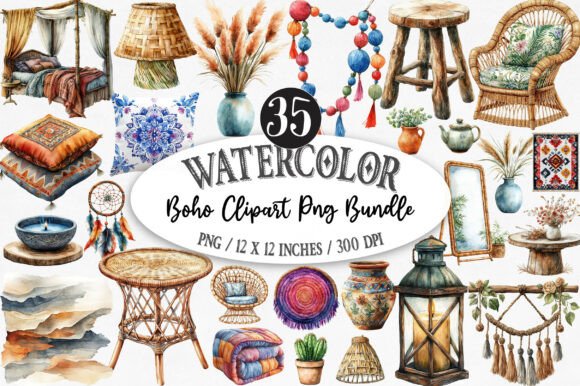 Download BOHO Clipart Png Bundle - Boho Collection