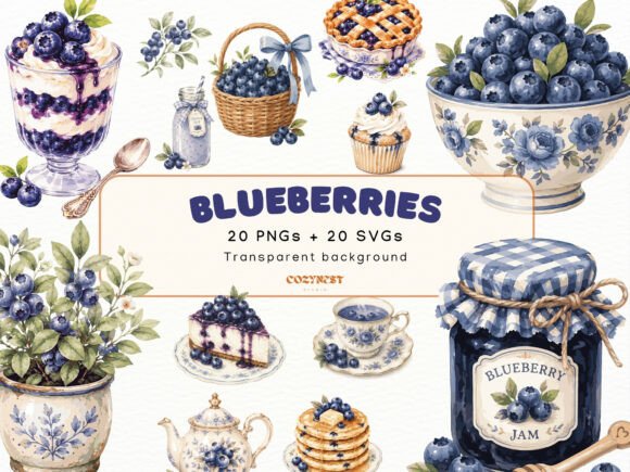 Download Blueberry Watercolor Cliparts, PNG SVG - Watercolor cliparts Collection