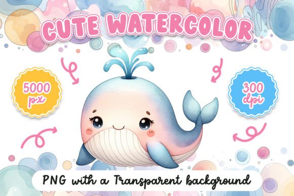 Download Cute Watercolor Whale - Premium Resources