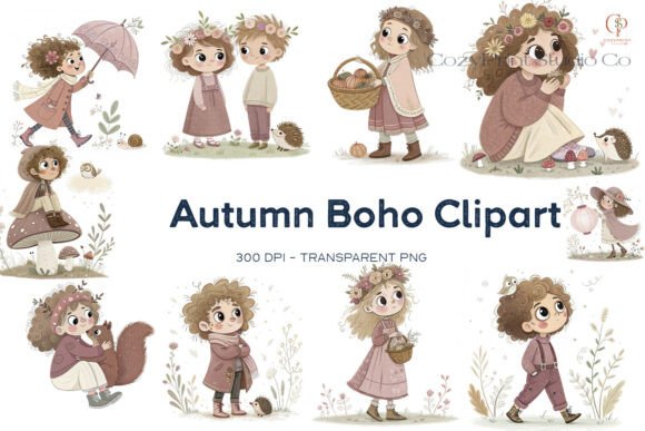 Download Autumn Boho Clipart PNG Bundle - Boho Collection